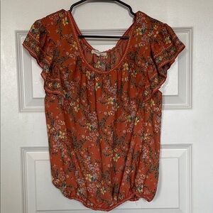 Max Studio Floral Ruffle Sleeve Blouse - M